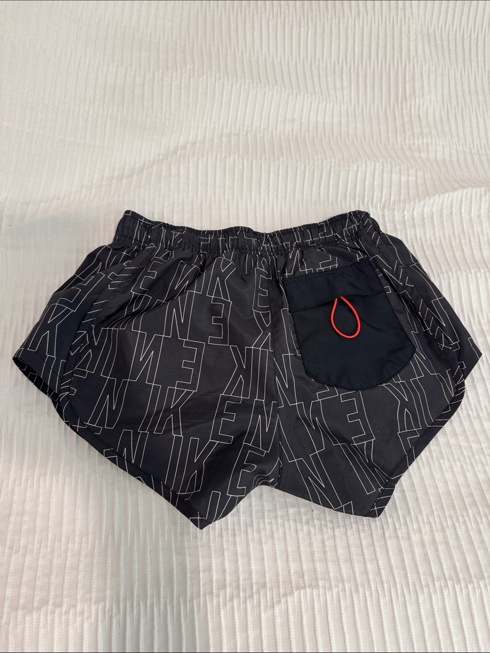Nike Black Logo-Print Women's Athletic Shorts with Red Loop